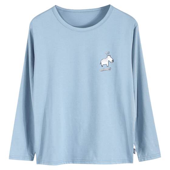 
Fat boy autumn clothes single piece top thin cotton sweater loose medium-sized boy bottom shirt wear long-sleeved T-shirt