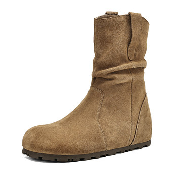 
Daphne genuine leather short boots for women flat pile boots