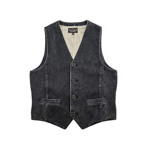 Silibu American retro heavy kendo vest vest men's western denim vest black dyed non-rrl