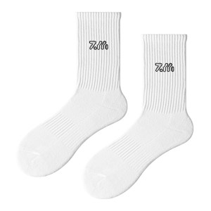 
Zimo socks men's embroidered pure cotton yarn summer long tube sweat-absorbent and deodorant black and white sports towel bottom stockings