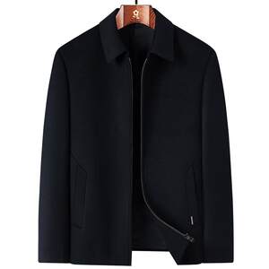 [100%cotton wool] Mengtejiao winter men's pure wool woolen coat lapel jacket double -sided woolen jacket J

