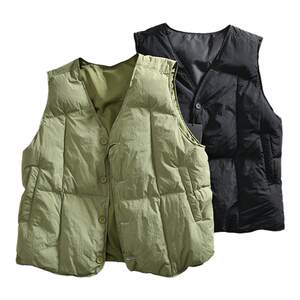 
American retro! Light and warm! Japanese layered thickened V-neck cotton vest vest jacket for men and women in autumn and winter