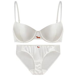 
Forlé Girls Silk Small Breast French Underwear Women's Soft Steel Ring Bra Ultra-Thin Limited Edition Anti-Bump Bra Set