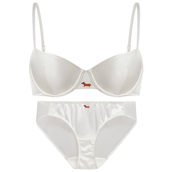 
Forlé Girls Silk Small Breast French Underwear Women's Soft Steel Ring Bra Ultra-Thin Limited Edition Anti-Bump Bra Set