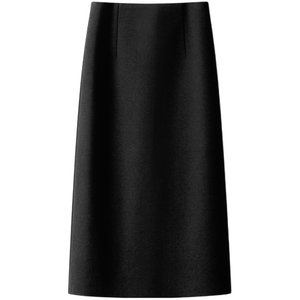 
High-end gray woolen skirt for women autumn and winter 2025 new high-end woolen mid-length slit one-step hip skirt