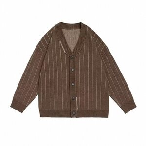 
Autumn and winter Japanese retro outfits complete set of neutral striped cardigan sweaters for men and women college style V-neck knitted jackets