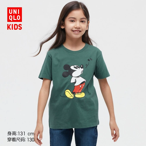 Uniqlo UT Детская детская одежда/мальчик/девочка Микки не стоит