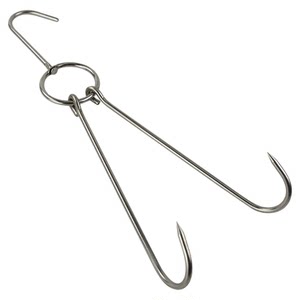 
Stainless steel hook with ring double hook roast duck accessories hook roast lamb leg hook refrigerated meat hook barbecue ring hook hook