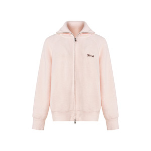 
Liu Xiening's same style Kroche double-ended zipper design, contrasting chain embroidered loose sweater cardigan jacket