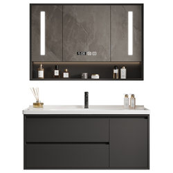 Light luxury gray bathroom cabinet combination + recommended by Xiaohongshu