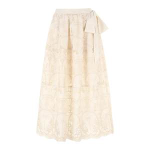 
wana try heavy industry lace bow streamer midi skirt autumn new versatile Korean gentle skirt women