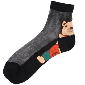 Stockings for women in spring and autumn crystal glass thin short cotton bottom anti-hook wire transparent wear-resistant anti-slip ice silk mid-tube socks