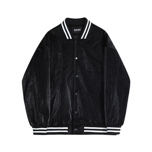 
MRCYC handsome contrast leather jacket men's autumn and winter loose baseball uniform Korean trendy pilot leather jacket