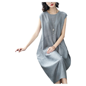 
2026 new summer women's skirt women's solid color jacquard artistic long skirt simple tencel linen casual loose dress