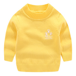 Children's sweater, autumn and winter boys, small and medium-sized children's cotton and thread sweater, plus velvet thickened baby girl's base sweater