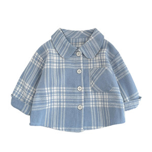 
Boys Spring and Autumn Casual Plaid Shirt Baby Fashionable Jacket Baby Versatile Long Sleeve T-shirt Jeans Set