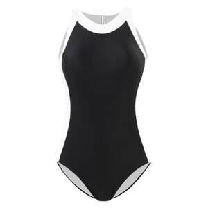 Youth Qi's original new niche high cold style high-end feeling black and white slimming conservative belly covering one-piece women's swimsuit