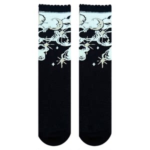 
roji Star Moon Lolita Mid-Tube Breathable Pure Cotton Bow Warm Slimming Legs Short Socks Cla Lolita Japanese