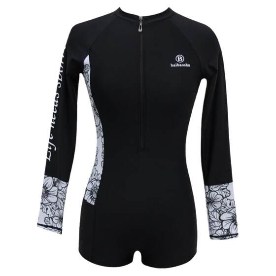 Swimsuits for women with high-end 2025 new large size long-sleeved conservative hot spring swimming pool special one-piece swimsuit