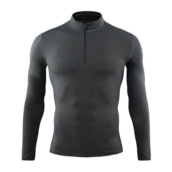 Stand-up collar sports T-shirt men's long-sleeved running training suit in autumn and winter high elastic tight basketball fitness clothes in winter
