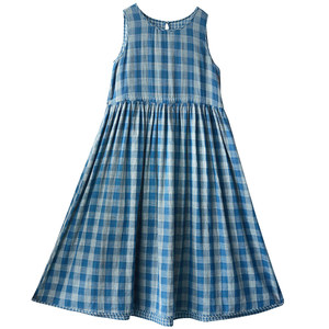 
[Special Offer] Sleeveless dress for women, new summer style, round neck, square plaid long skirt, niche design, reversible