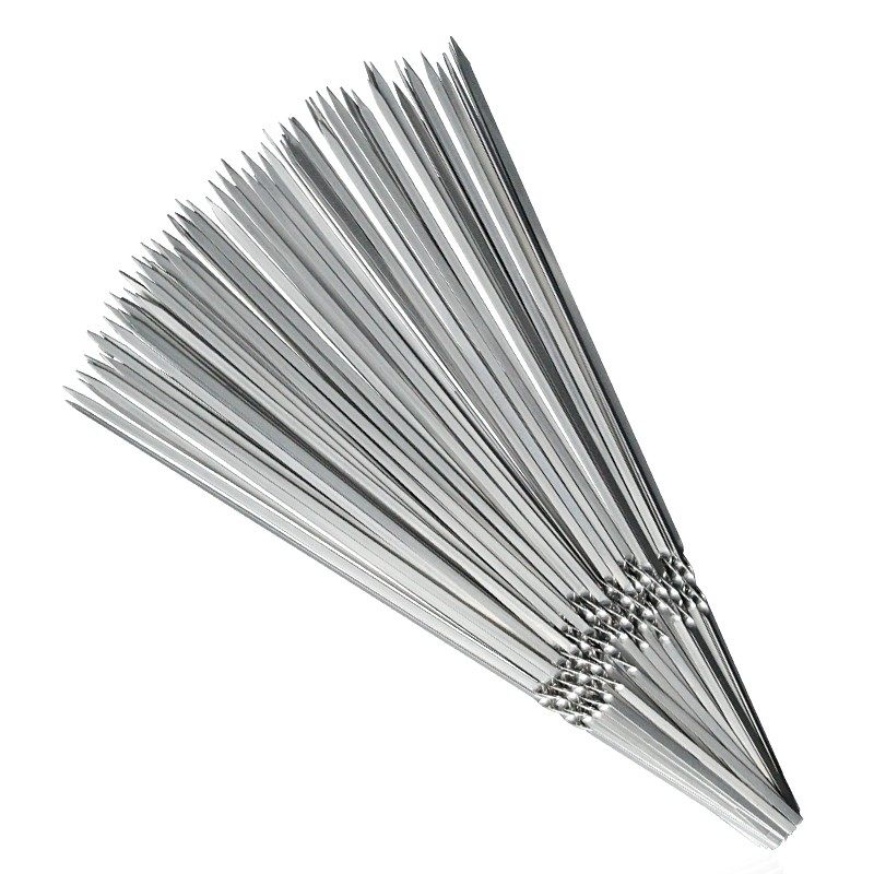 25 Brochetas De Acero Inoxidable Para Barbacoa De 30.8 Cm - Pinchos Reutilizables Con Diseño Antideslizante Para Kebab Y Carne