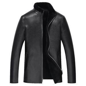 
Winter fur one-piece reversible men's leather jacket stand collar wool lamb wool sheep fur men's sheep leather jacket