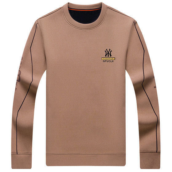 
Popular Italian long-sleeved T-shirt men's pure cotton autumn and winter plus velvet round neck top comfortable German velvet bottoming shirt sweatshirt