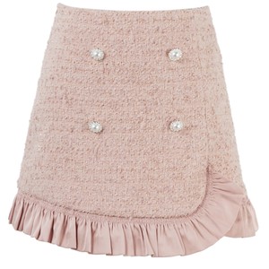 
MISSCOCOON Ruffled Pearl Button A-Line Skirt Elegant and Romantic Autumn Style