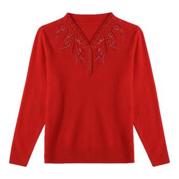 
Hengyuanxiang zodiac year red cashmere sweater for mothers