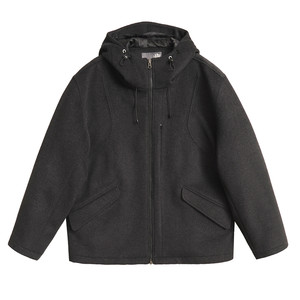 
Save the original woolen hooded jacket, thickened men's old money style casual warm jacket, black commuter short coat