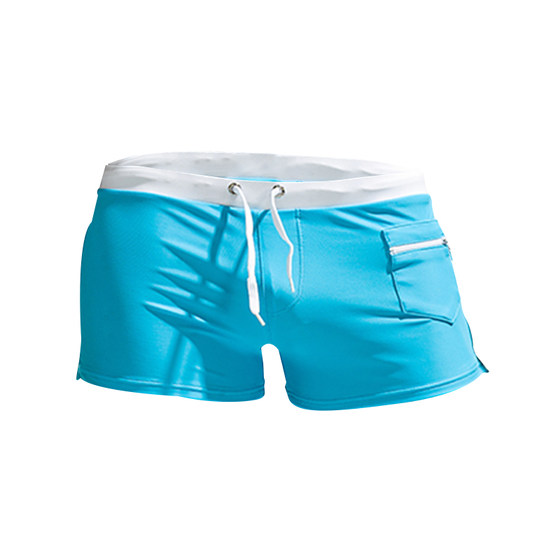 Large -size swimming trunks front pocket male plain -colored men's swimsuit Men's swimming trunks set hot spring tie -corner pants