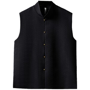 
Men's Chinese style vest vest men's sleeveless 2026 new retro textured jacket men's gown top