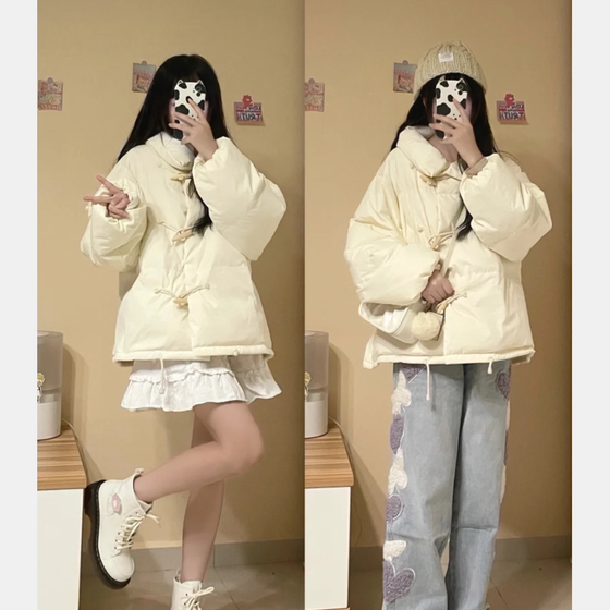 百搭芝士牛角扣 棉服棉衣女冬季新款加厚保暖宽松棉袄面包服简约