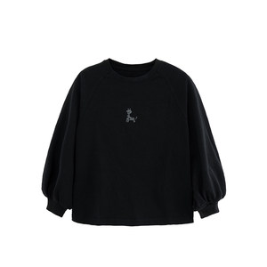 
Yantaijia Children's Class A Pure Cotton T-shirt Spring Children's Clothing Clothing Medium and Large Children's Long-Sleeved Top Boys Black Sweatshirt Handsome