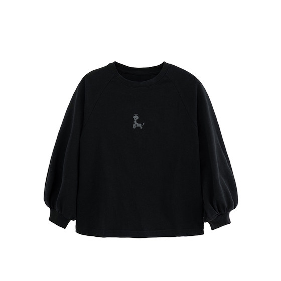 
Yantaijia Children's Class A Pure Cotton T-shirt Spring Children's Clothing Clothing Medium and Large Children's Long-Sleeved Top Boys Black Sweatshirt Handsome