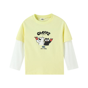 
[Co-branded model-Ayao/Heibao] Annai children's clothing boys and girls spliced long-sleeved T-shirt autumn new style