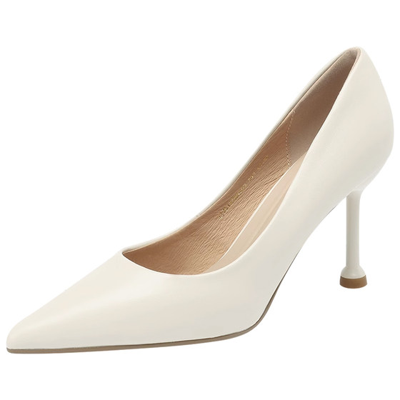 
[Horse Hide Pad] Amo Handmade Women's Shoes Upgraded High Heel Commuting Pointed Toe Genuine Leather Slip-on Temperament Shoes