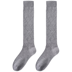 
Mulberry silk gray rhombus calf socks for women spring and summer thin slim breathable pile socks solid color boneless stockings