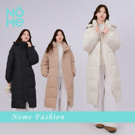 NOME（服饰）2024年冬季女新款简约宽松加厚过膝长款连帽棉服外套