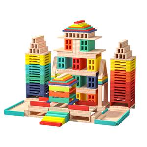 
Aki builds Meade building blocks, wooden strips, kindergarten solid wood pieces, children's construction of Caple-like educational assembling toys
