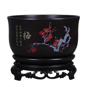 
Flower pot ceramic with base ancient style sand glaze breathable bonsai orchid special spider plant indoor bamboo pot clearance