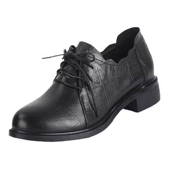 
Wide fat feet soft cowhide lace-up round head large size women's singles shoes
