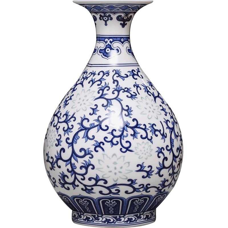 景德镇陶瓷器花瓶大号瘦长中式家居客厅插花装饰品大摆件山水花鸟