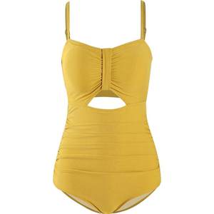 
Yimeishan one-piece swimsuit for women for adults, yellow, slightly fat, covering the flesh, beautiful seaside, high-end sense 2025 new model for hot spring bathing