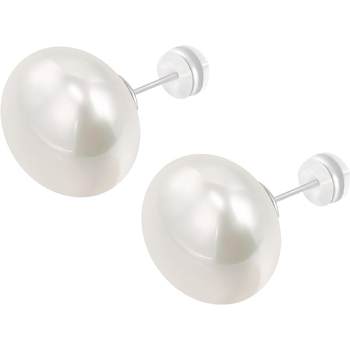 925 silver needle flat round buns Pearl ear ring girl
