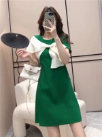 Дизайнерское летнее платье с бантиком, юбка, тренд сезона, в корейском стиле, А-силуэт