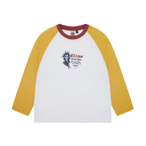
VISION KIDS children's clothing for boys and girls in the same autumn and winter contrasting colors loose raglan pattern round neck long-sleeved T-shirt