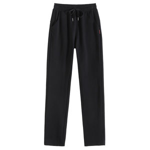 
Pure cotton sports pants for women in spring, autumn and winter plus velvet loose small straight trousers for students gray casual sweatpants for women