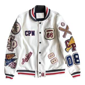 New autumn and winter top layer cowhide baseball uniform for men's genuine leather trendy leather jacket heavy industry embroidered white short jacket 2025
